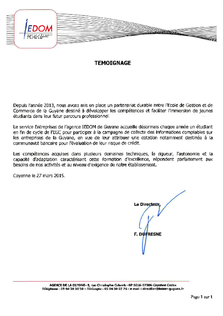Témoignage IEDOM